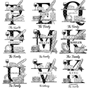 Charcuterie Board Engraving Bundle, 52 Monogram Alphabet Designs, Family Name Files