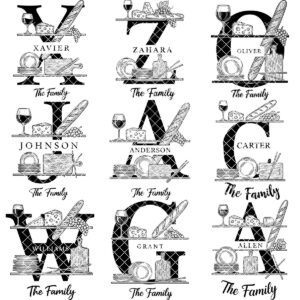 Charcuterie Board Engraving Bundle, 52 Monogram Alphabet Designs, Family Name Files
