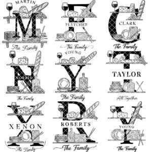 Charcuterie Board Engraving Bundle, 52 Monogram Alphabet Designs, Family Name Files