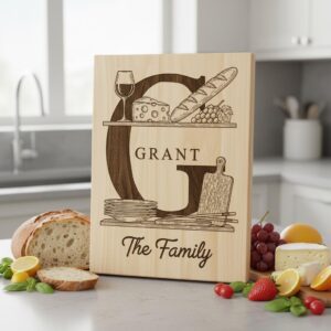Charcuterie Board Engraving Bundle, 52 Monogram Alphabet Designs, Family Name Files
