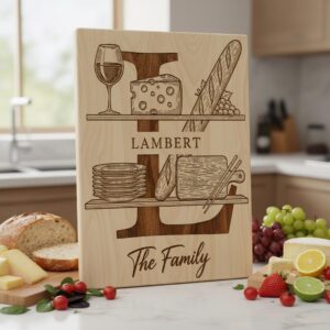 Charcuterie Board Engraving Bundle, 52 Monogram Alphabet Designs, Family Name Files