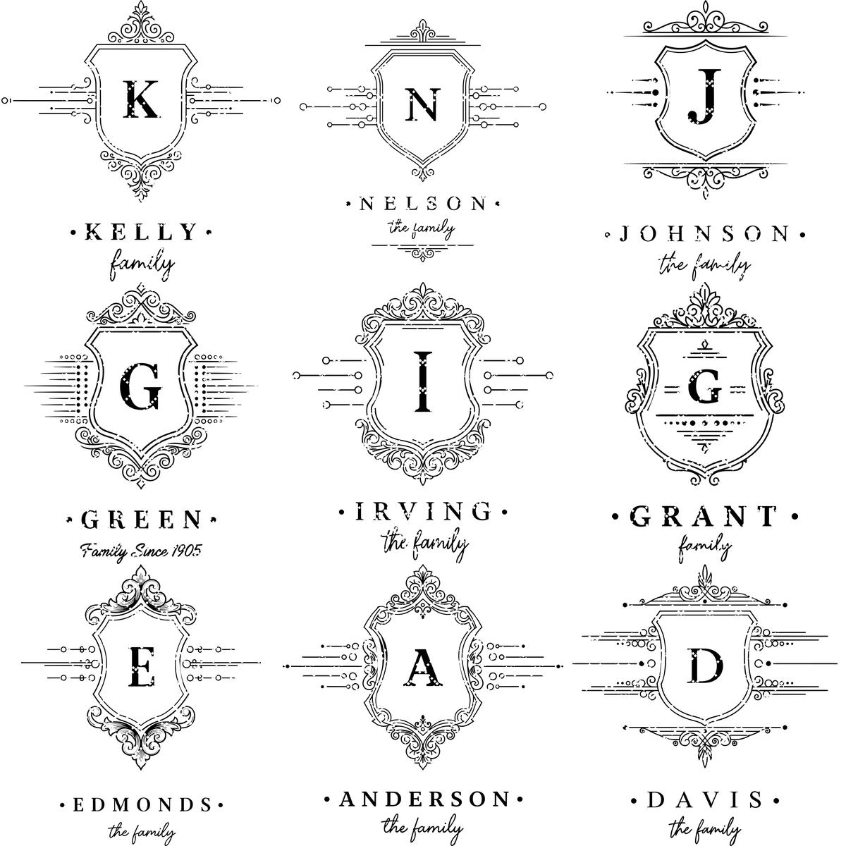 Archivo de grabado láser para tabla de charcutería con escudo familiar, diseños de monogramas, regalo. - Imagen 15