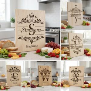 Charcuterie Board Monogram Bundle, 52 Family Name Designs for Laser Engraving Gift