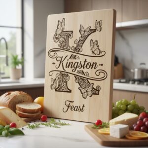 Charcuterie Board Monogram Vintage Alphabet Engraving File for Personalized Kitchen Boards