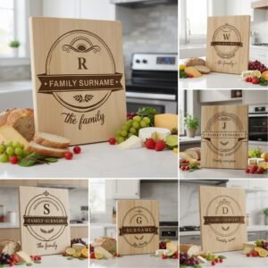 Family Crest Monogram Engraving File for Personalized Charcuterie Boards and Gifts