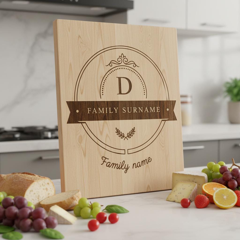 Familienwappen Monogramm Gravurdatei für personalisierte Wurstplatten und Geschenke – Bild 3