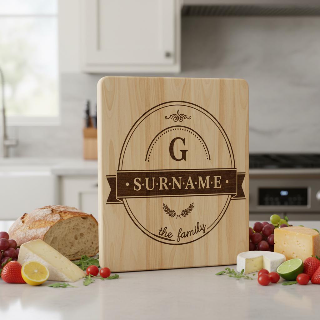 Familienwappen Monogramm Gravurdatei für personalisierte Wurstplatten und Geschenke – Bild 4