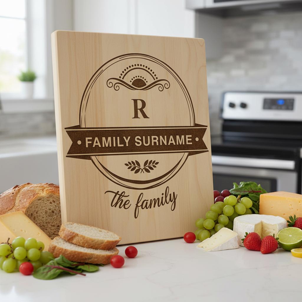 Familienwappen Monogramm Gravurdatei für personalisierte Wurstplatten und Geschenke – Bild 7