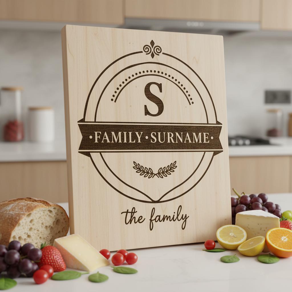 Familienwappen Monogramm Gravurdatei für personalisierte Wurstplatten und Geschenke – Bild 8