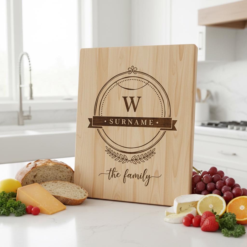 Familienwappen Monogramm Gravurdatei für personalisierte Wurstplatten und Geschenke – Bild 9