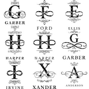 Floral Monogram Alphabet Engraving File for Charcuterie Board, Family Name Design