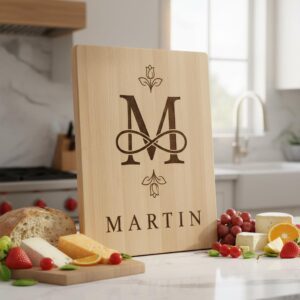 Floral Monogram Alphabet Engraving File for Charcuterie Board, Family Name Design