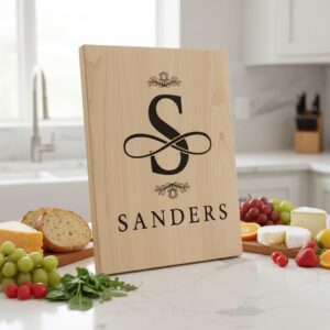 Floral Monogram Alphabet Engraving File for Charcuterie Board, Family Name Design