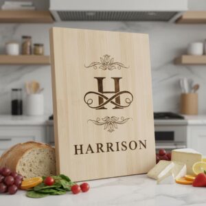 Floral Monogram Alphabet Engraving File for Charcuterie Board, Family Name Design