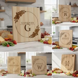 Floral Monogram Engraving File, 52 Alphabet Designs for Charcuterie Board Gifts