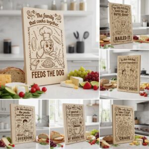 Funny Chef Animal Designs Bundle, 20 Humorous Kitchen Engraving Files for Boards