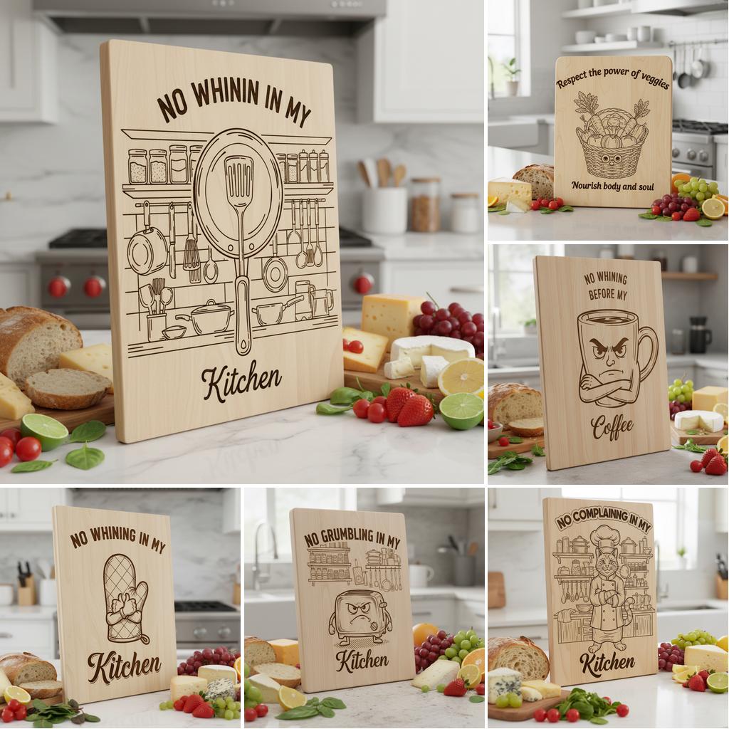 Funny Vintage Kitchen Laser Engraving File, Charcuterie Board Design Bundle