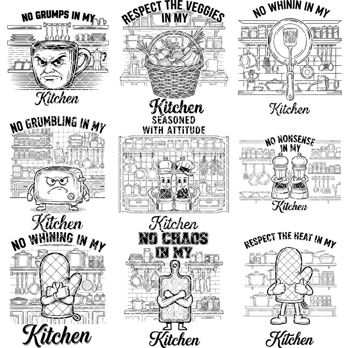 Fichier de gravure laser de cuisine vintage amusant, Ensemble de motifs pour planche à charcuterie – Image 13