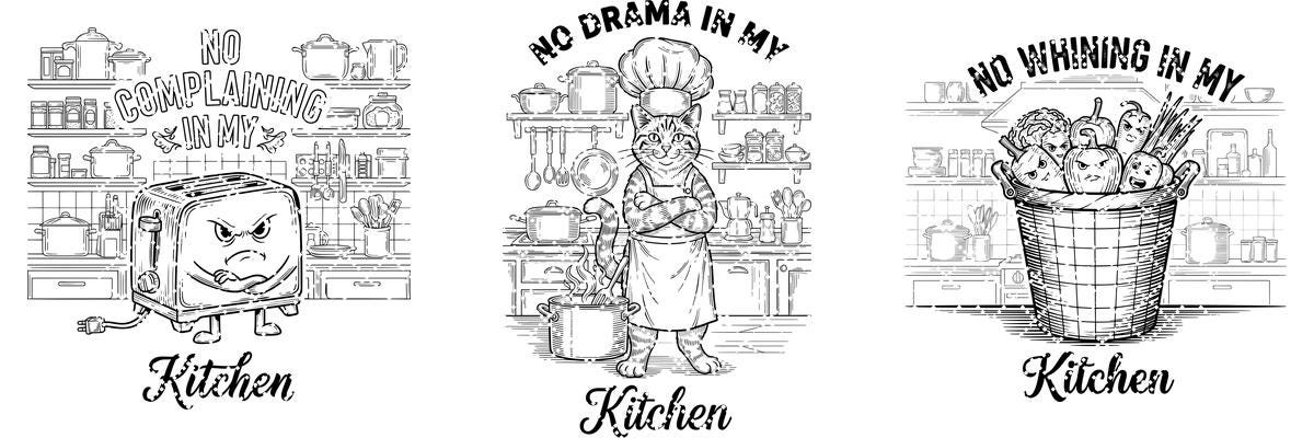 Fichier de gravure laser de cuisine vintage amusant, Ensemble de motifs pour planche à charcuterie – Image 14