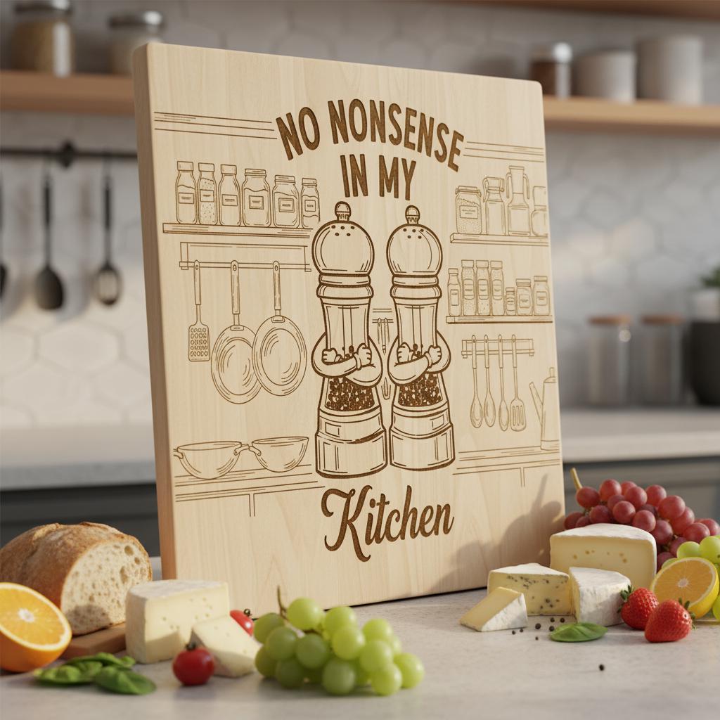 Fichier de gravure laser de cuisine vintage amusant, Ensemble de motifs pour planche à charcuterie – Image 3