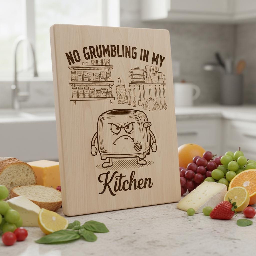 Fichier de gravure laser de cuisine vintage amusant, Ensemble de motifs pour planche à charcuterie – Image 6