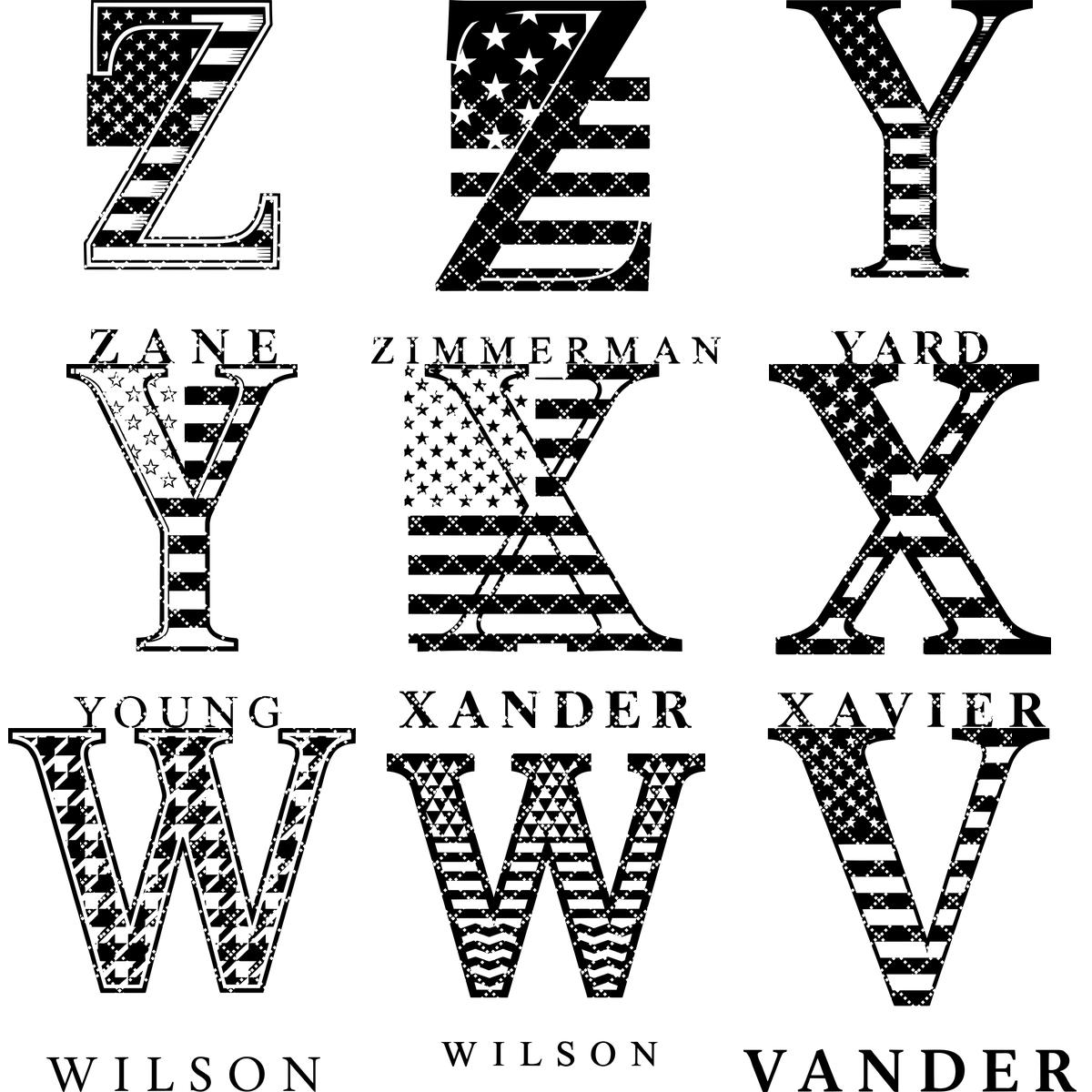 Laser Engraving Alphabet File, Patriotic Monogram, Charcuterie Board Family Name