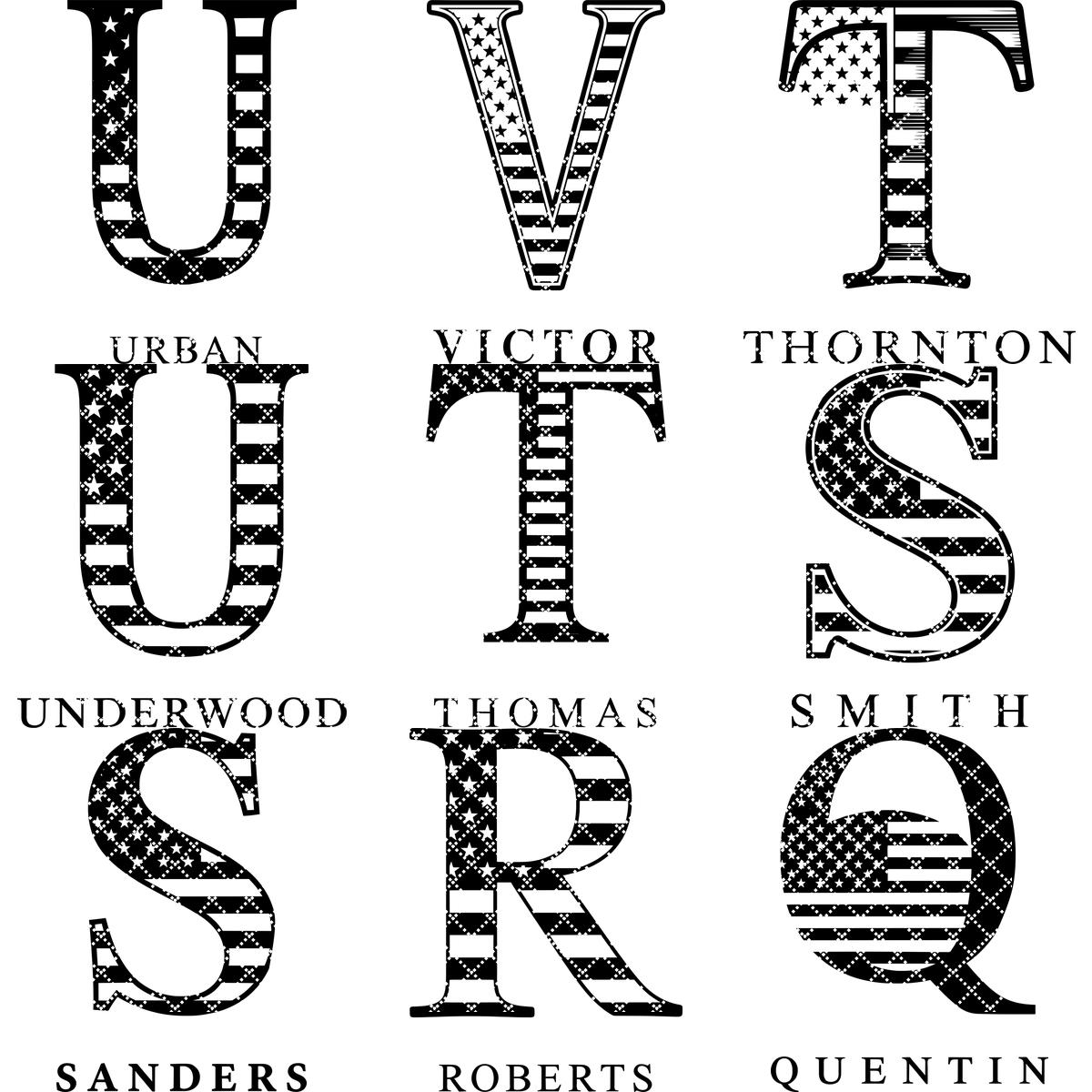 Laser Engraving Alphabet File, Patriotic Monogram, Charcuterie Board Family Name