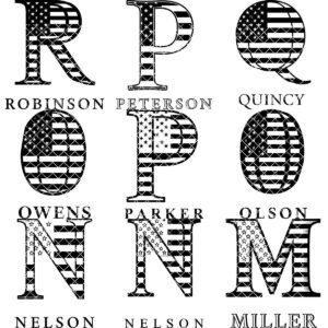 Laser Engraving Alphabet File, Patriotic Monogram, Charcuterie Board Family Name