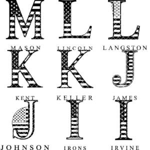 Laser Engraving Alphabet File, Patriotic Monogram, Charcuterie Board Family Name