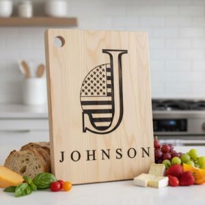 Laser Engraving Alphabet File, Patriotic Monogram, Charcuterie Board Family Name