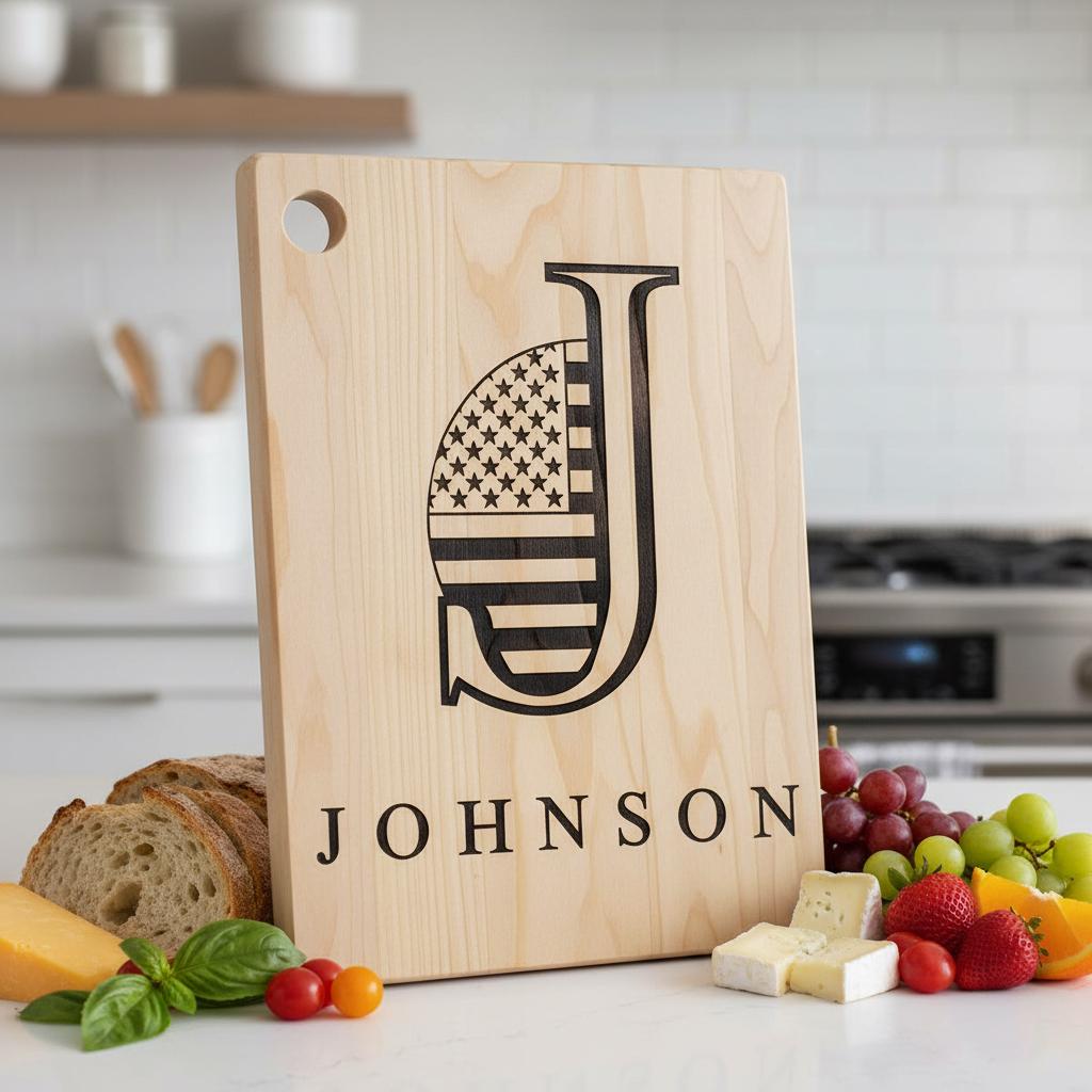 Laser Engraving Alphabet File, Patriotic Monogram, Charcuterie Board Family Name