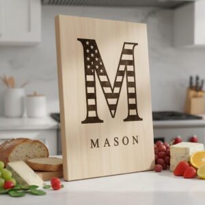 Laser Engraving Alphabet File, Patriotic Monogram, Charcuterie Board Family Name