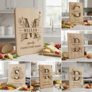 Laser Engraving File Alphabet, Family Monogram Design for Charcuterie Board Engraving