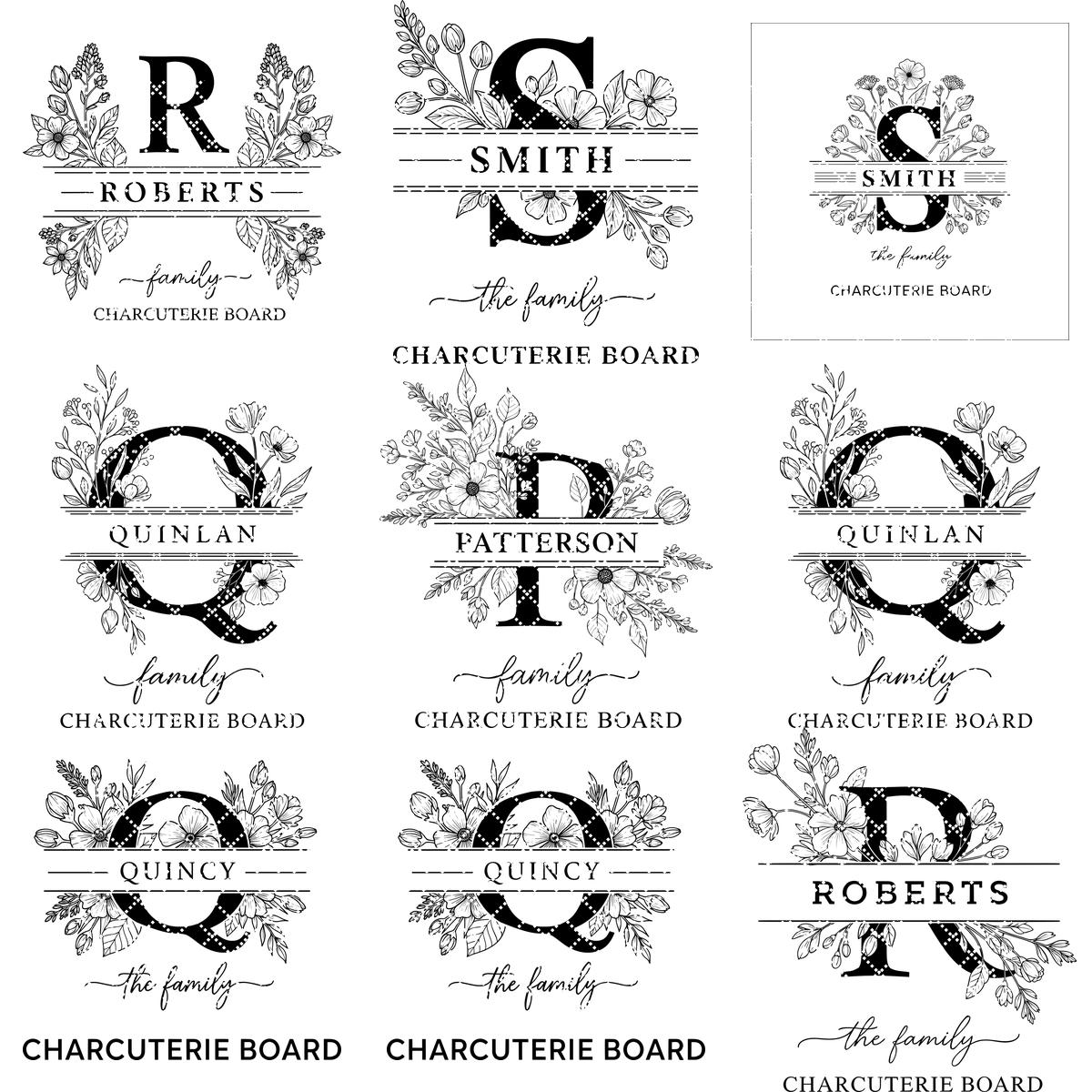 File alfabeto per incisione laser, Design monogramma famigliare per incisione tagliere salumi - immagine 13