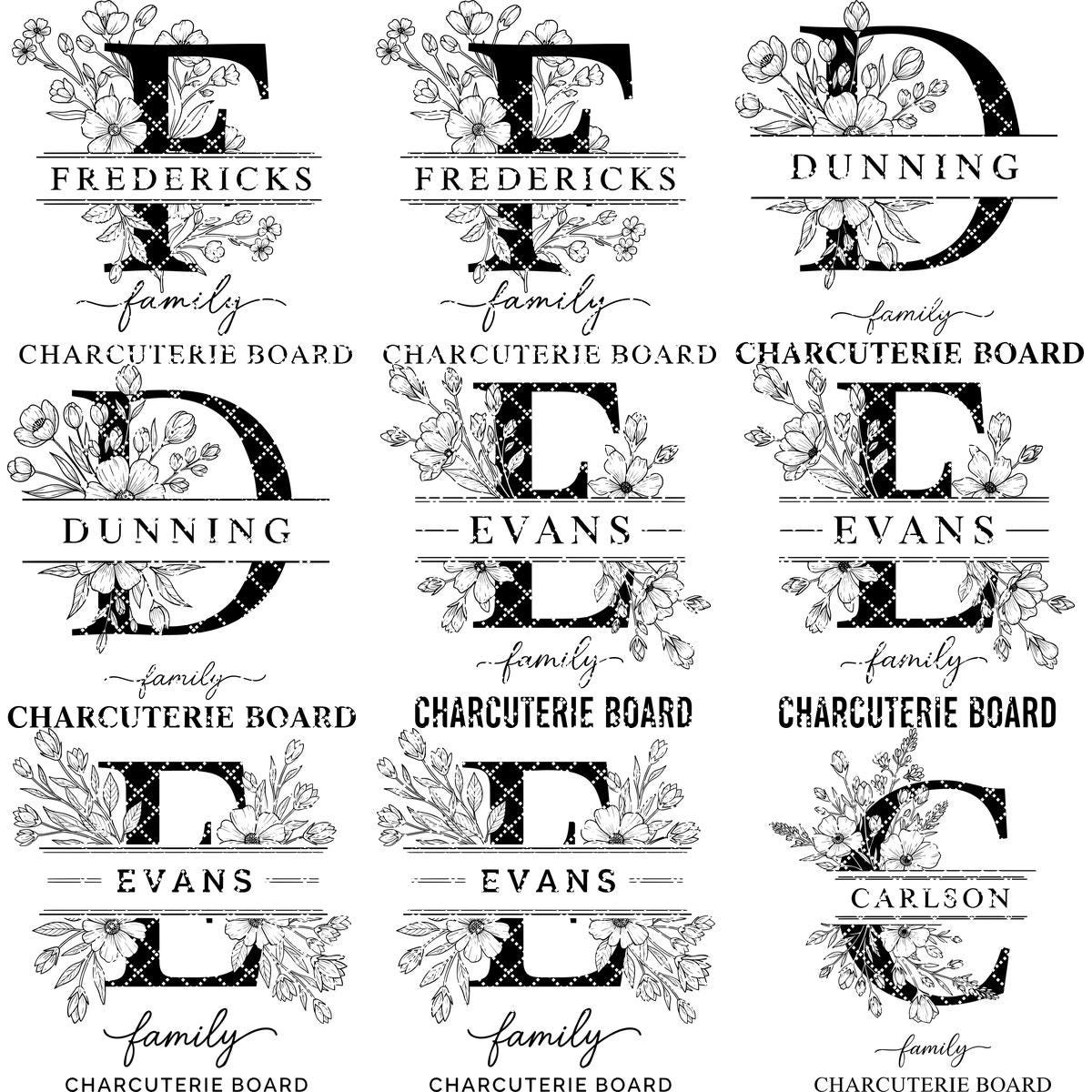 File alfabeto per incisione laser, Design monogramma famigliare per incisione tagliere salumi - immagine 18