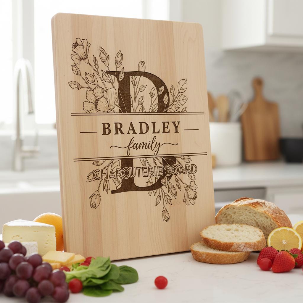 File alfabeto per incisione laser, Design monogramma famigliare per incisione tagliere salumi - immagine 2