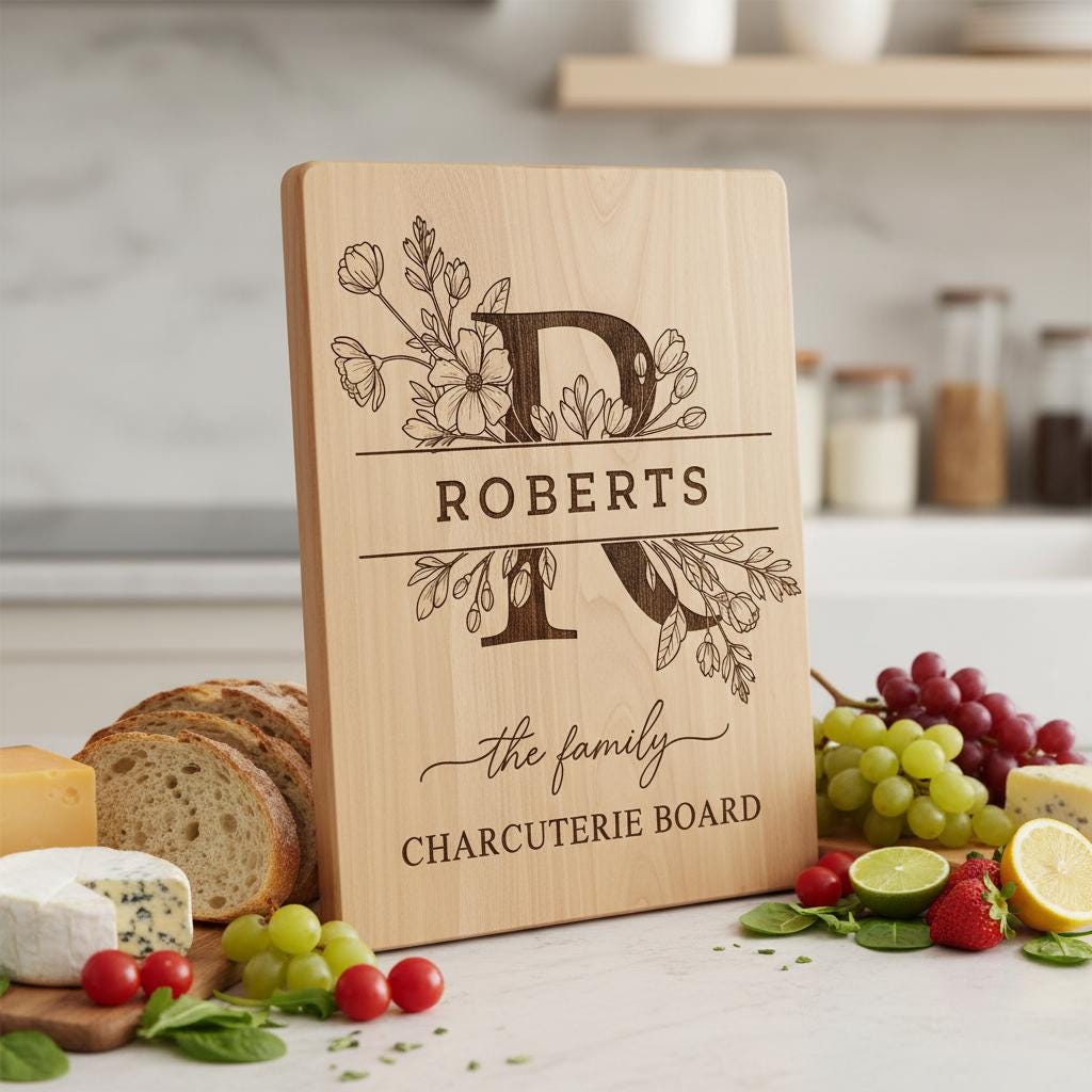 File alfabeto per incisione laser, Design monogramma famigliare per incisione tagliere salumi - immagine 7