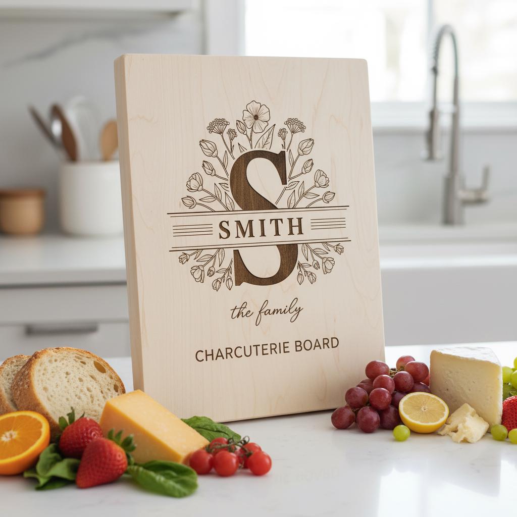 File alfabeto per incisione laser, Design monogramma famigliare per incisione tagliere salumi - immagine 8