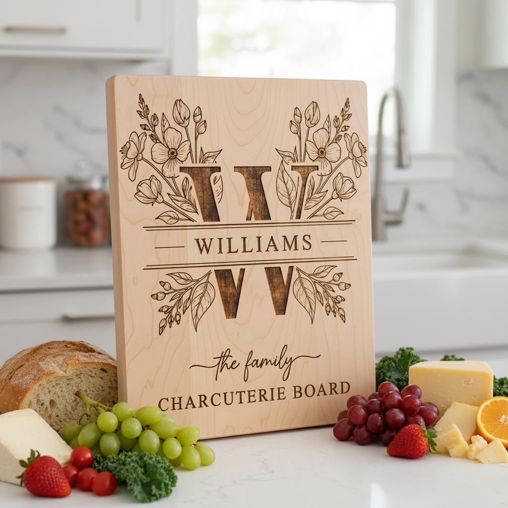 File alfabeto per incisione laser, Design monogramma famigliare per incisione tagliere salumi - immagine 9