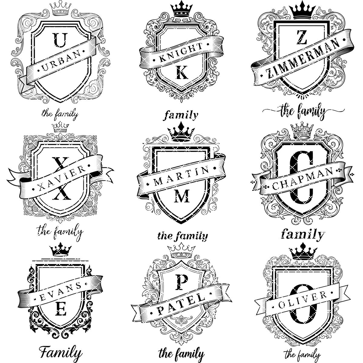 Fichier de gravure laser, monogramme aux armoiries familiales, motif d'écu royal pour planches à charcuterie. – Image 11