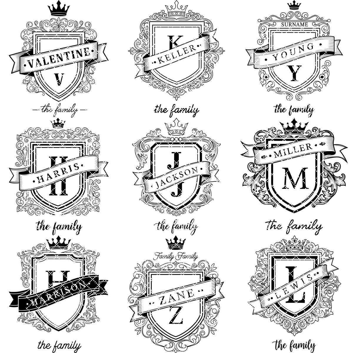 Fichier de gravure laser, monogramme aux armoiries familiales, motif d'écu royal pour planches à charcuterie. – Image 12