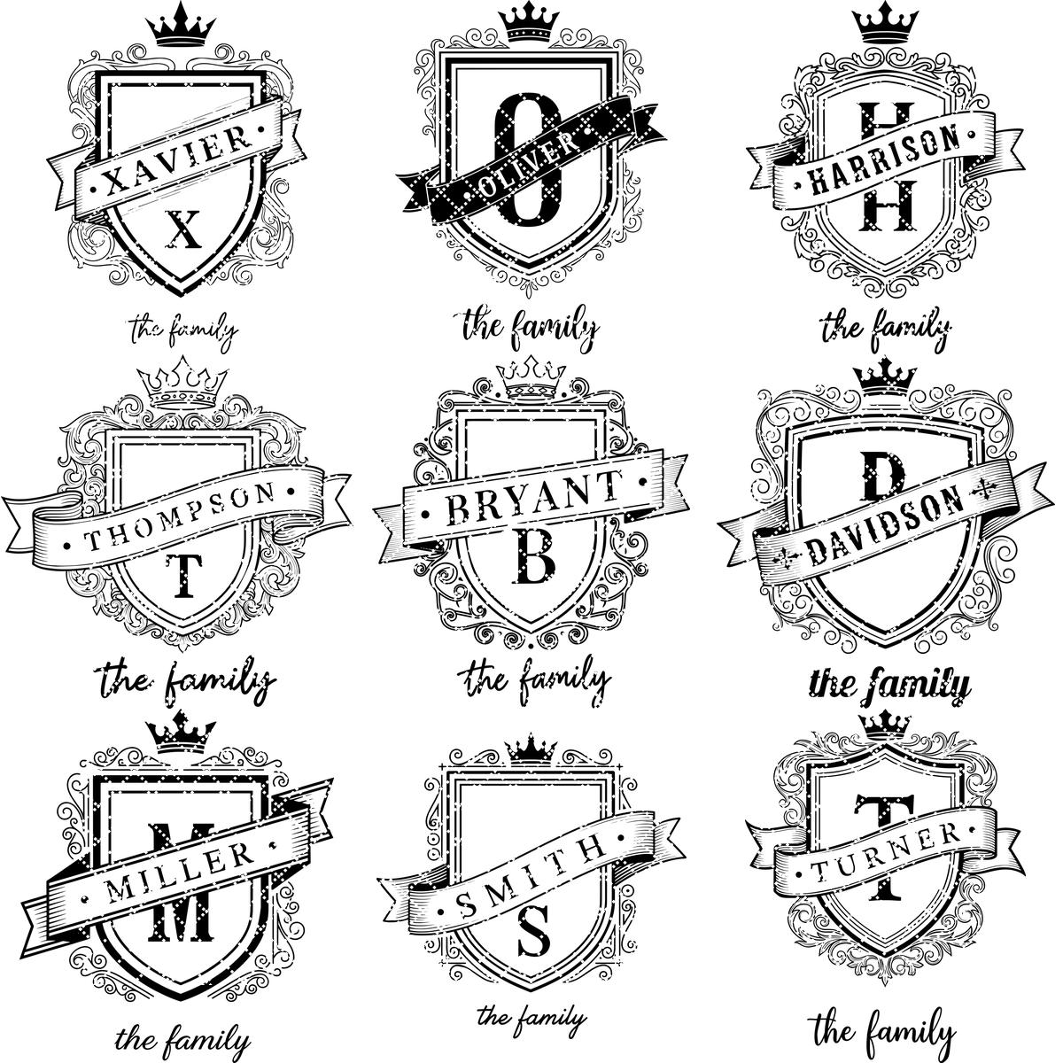 Fichier de gravure laser, monogramme aux armoiries familiales, motif d'écu royal pour planches à charcuterie. – Image 13