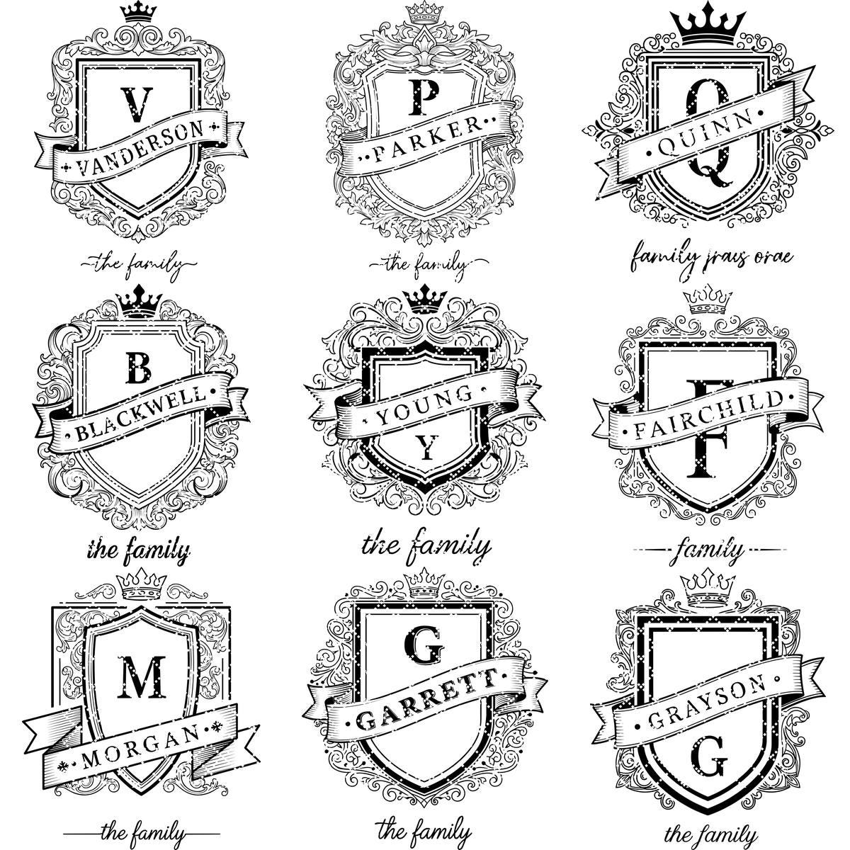 Fichier de gravure laser, monogramme aux armoiries familiales, motif d'écu royal pour planches à charcuterie. – Image 14