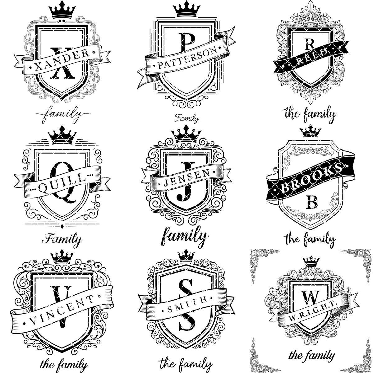 Fichier de gravure laser, monogramme aux armoiries familiales, motif d'écu royal pour planches à charcuterie. – Image 15