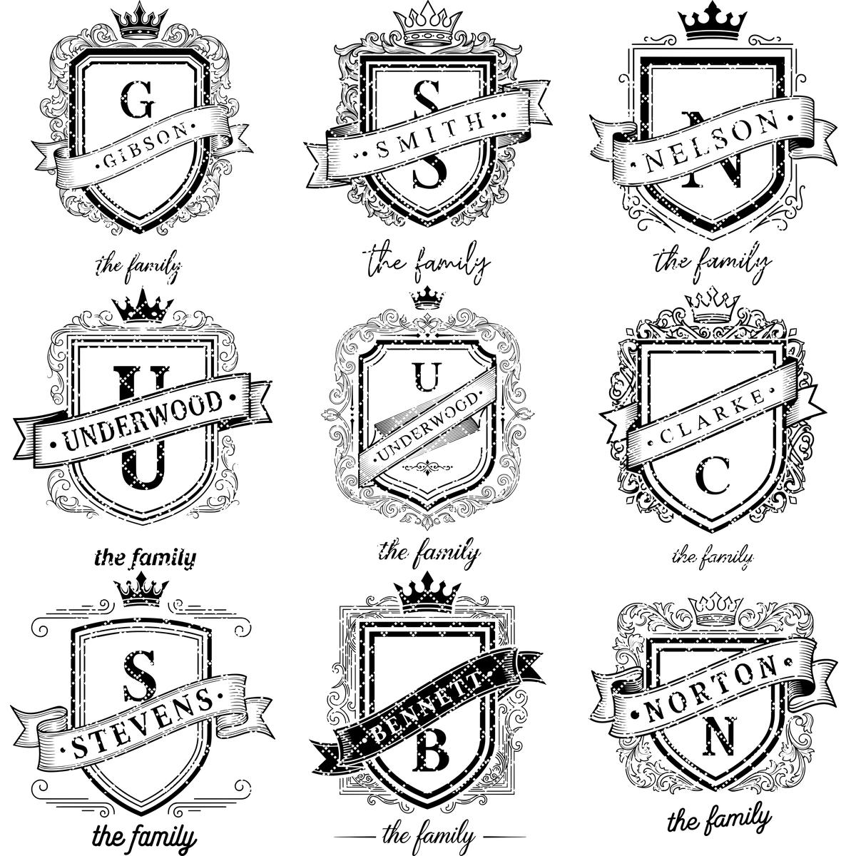 Fichier de gravure laser, monogramme aux armoiries familiales, motif d'écu royal pour planches à charcuterie. – Image 18