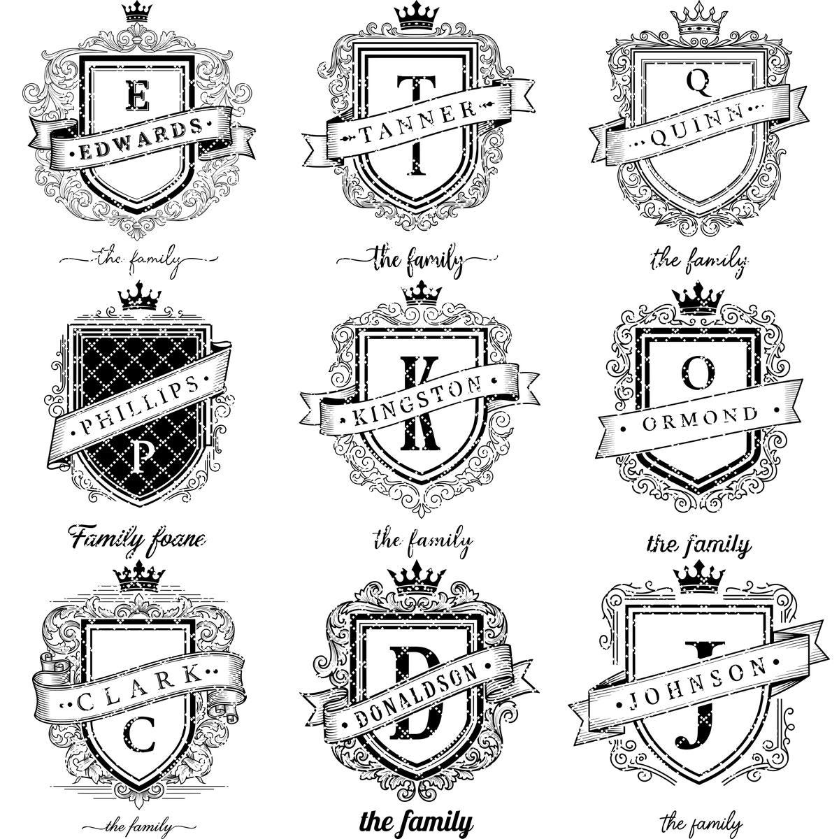 Fichier de gravure laser, monogramme aux armoiries familiales, motif d'écu royal pour planches à charcuterie. – Image 19