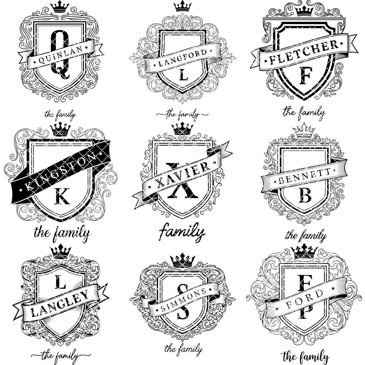 Fichier de gravure laser, monogramme aux armoiries familiales, motif d'écu royal pour planches à charcuterie. – Image 20