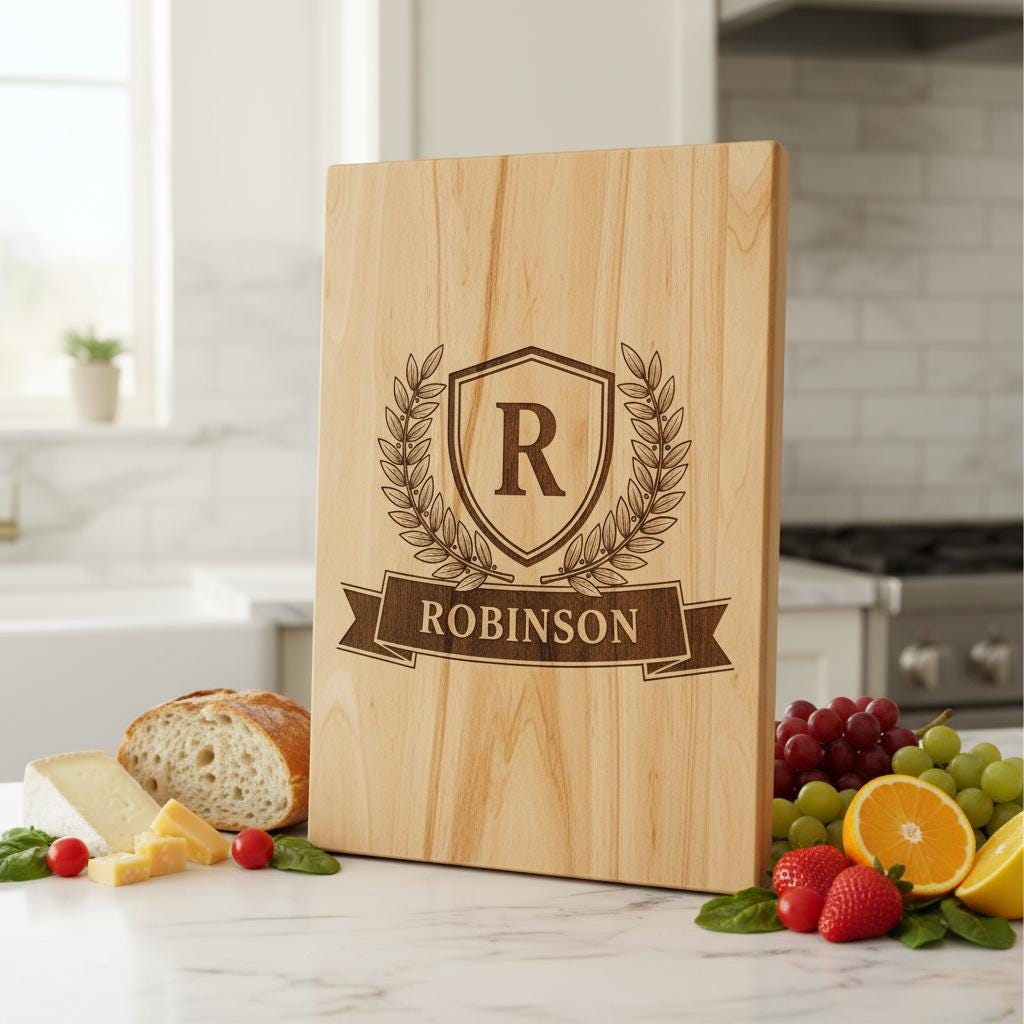 Monogram Alphabet Crest Bundle, Laurel Wreath Designs for Charcuterie Boards, Family Name