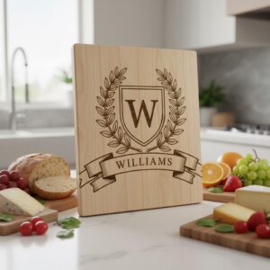 Monogram Alphabet Crest Bundle, Laurel Wreath Designs for Charcuterie Boards, Family Name