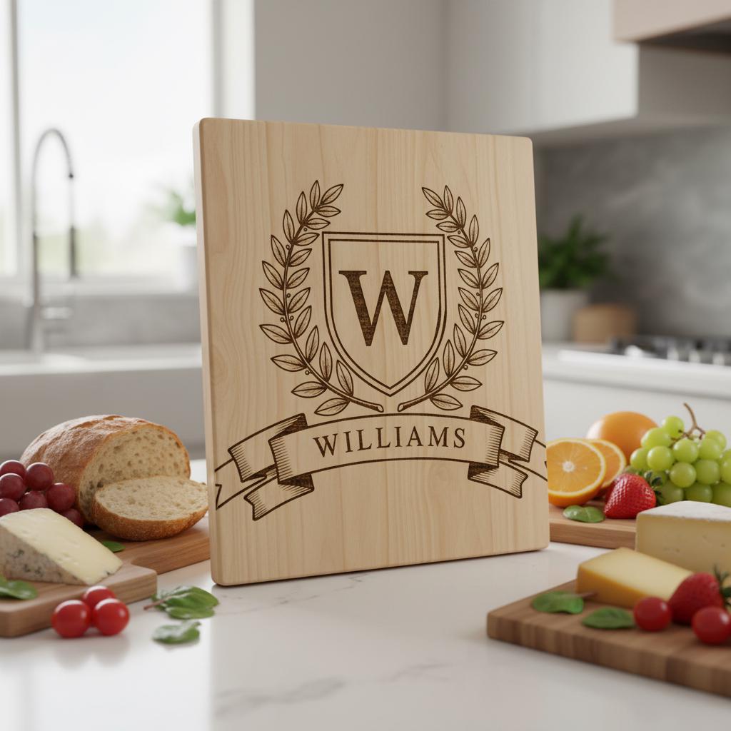 Monogram Alphabet Crest Bundle, Laurel Wreath Designs for Charcuterie Boards, Family Name